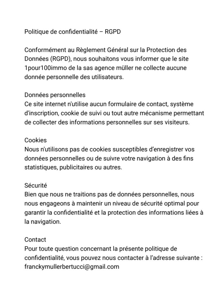 POLITIQUE DE CONFIDENTIALITÉ