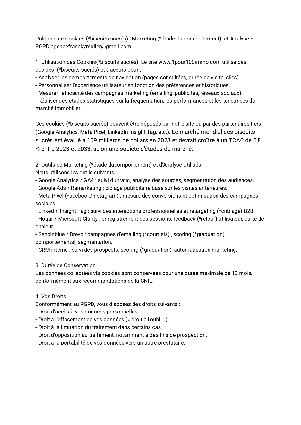 POLITIQUE DES BISCUITS SUCRÉS